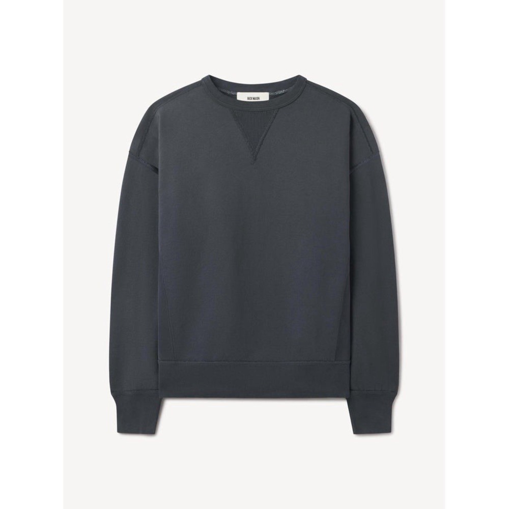 Buck Mason Welterweight Double V Crew Sweatshirt Black Sunfaded Medium MSRP $148